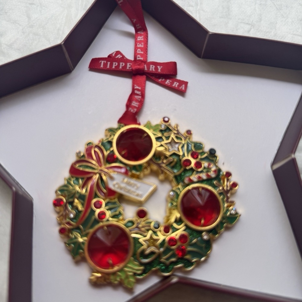 Tipperary Gems Wreath Christmas Tree Ornament made in Ireland  new in box